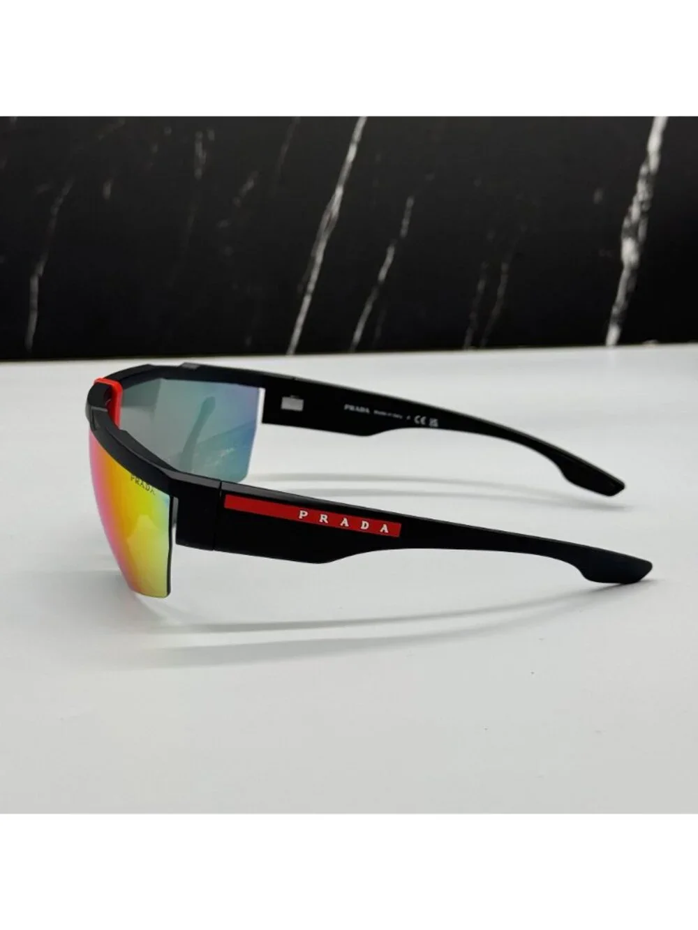 Prada Linea Rossa PS03XS DG008F Men Black Multicolor Sport Sunglasses Authentic